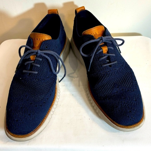 COLE HAAN Sz 7 Oxford Zero Grand Fabric Upper Lace Up Brogues Rubber Soles - Picture 1 of 11